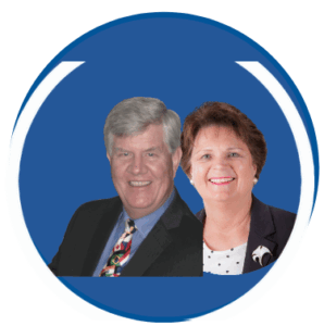 Eric & Jeri Denniston photos in blue circle