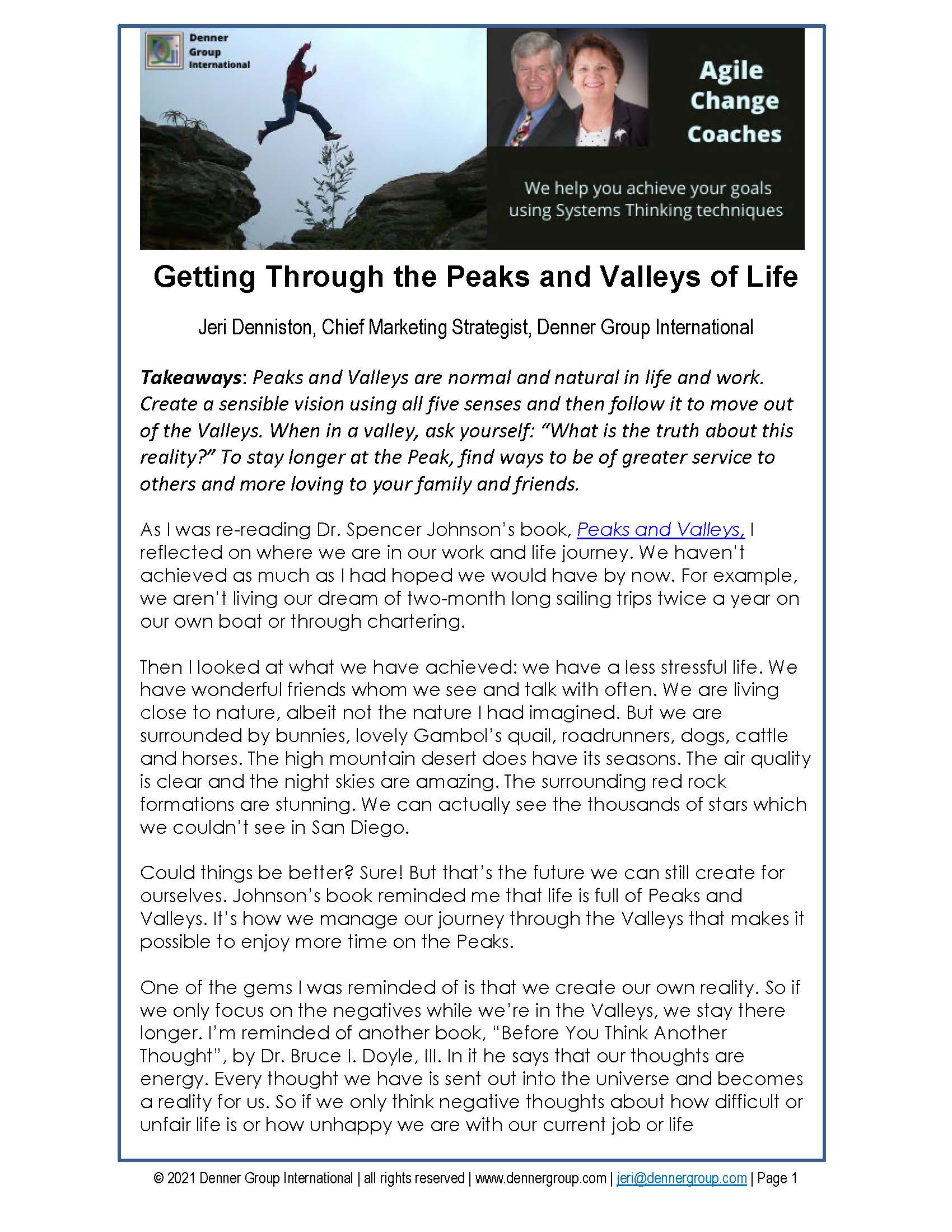Getting through the Peaks and Valleys of life - Copy_Page_1 Page one of article on getting through peaks and valleys